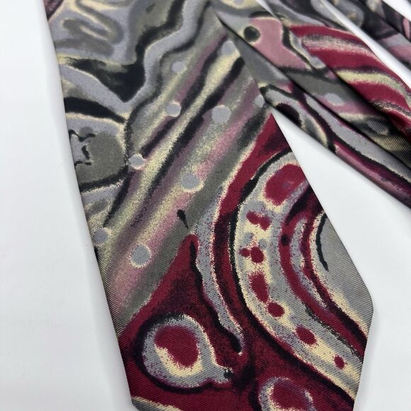 St Michael Marks & Spencer Vtg 90s Silk Multicolor Abstract Paisley Neck Tie - Picture 2 of 5